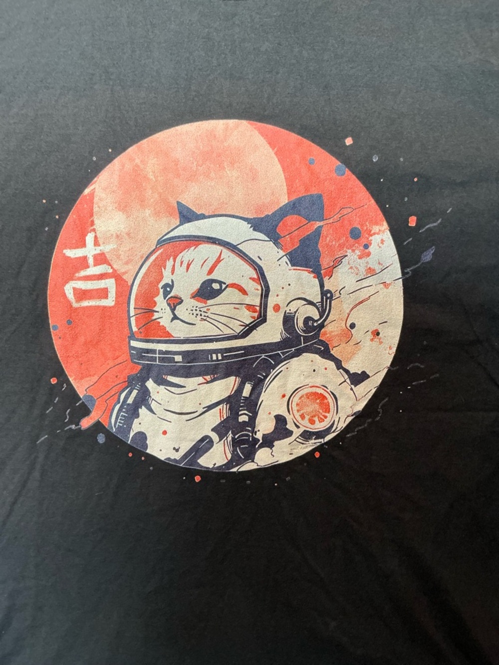 🔥 Astronaut Cat Anime Graphic Tee Black Streetwear Medium - Picture 2 of 3